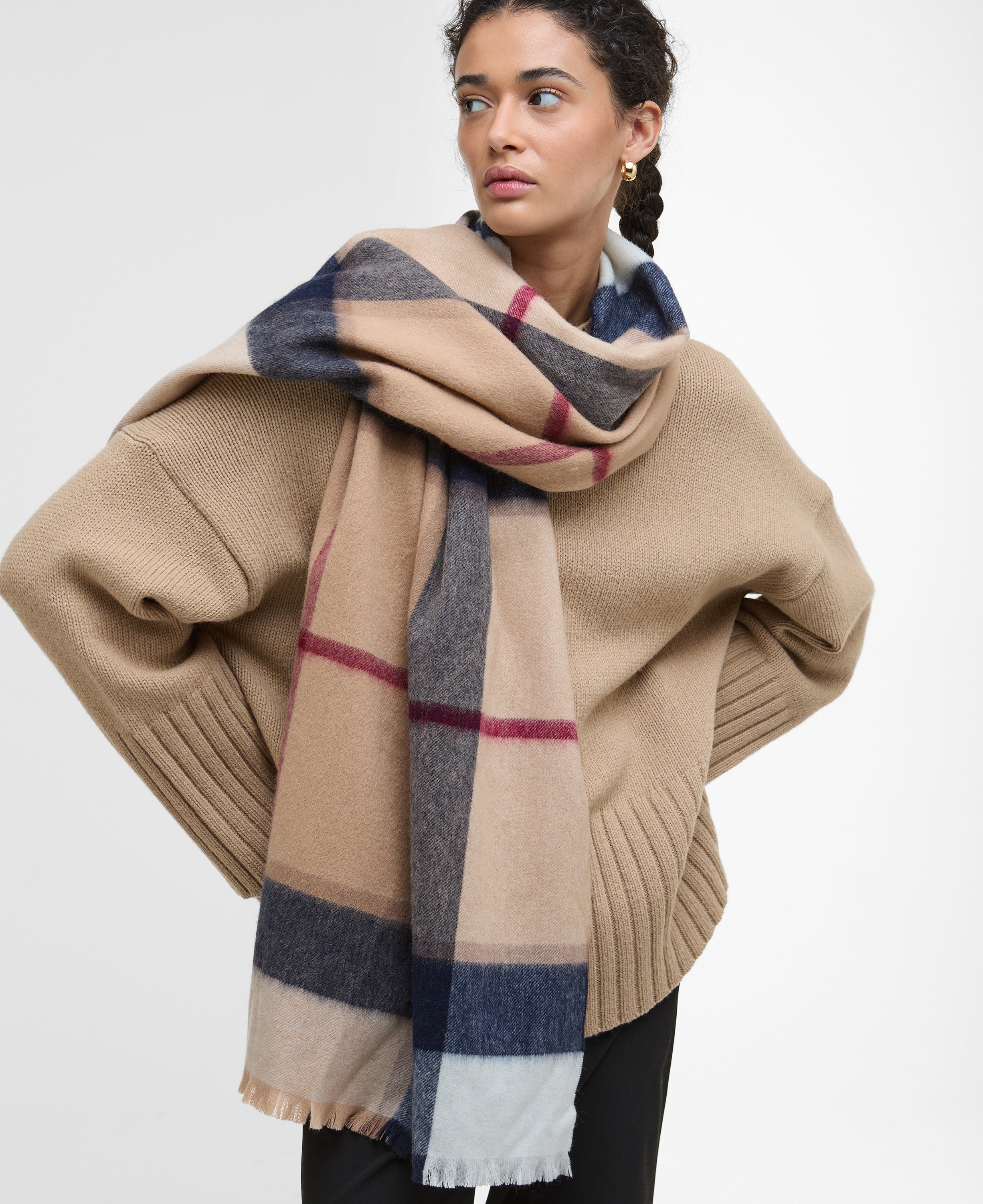 Rosefield Tartan uld halstørklæde - brun